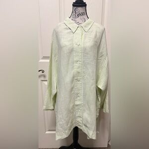 Democracy Green and White Casual Button Down Shirt